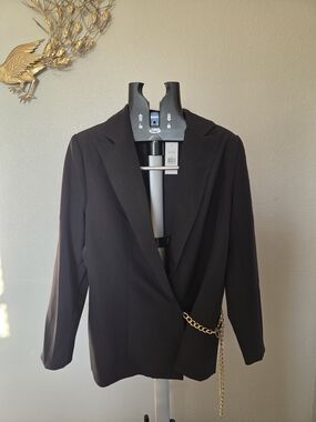 Fashion to Figure Black Blazer with Gold Chain Accent